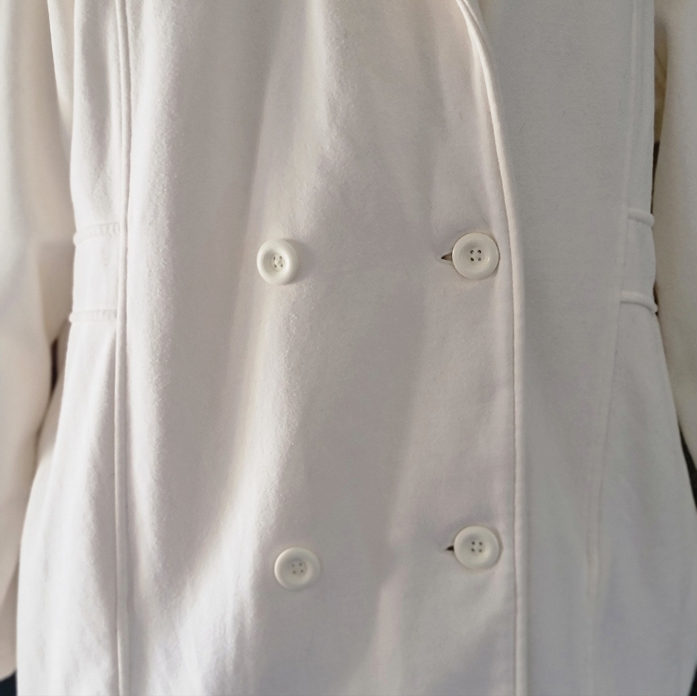 Cream Fleece Double Breasted Transitional Coat Plus Size 3X - Picture 3 of 8